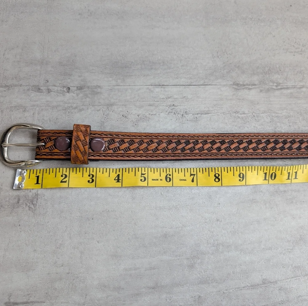 C.L. Embossed Genuine Leather Brown Belt Mens size 54
